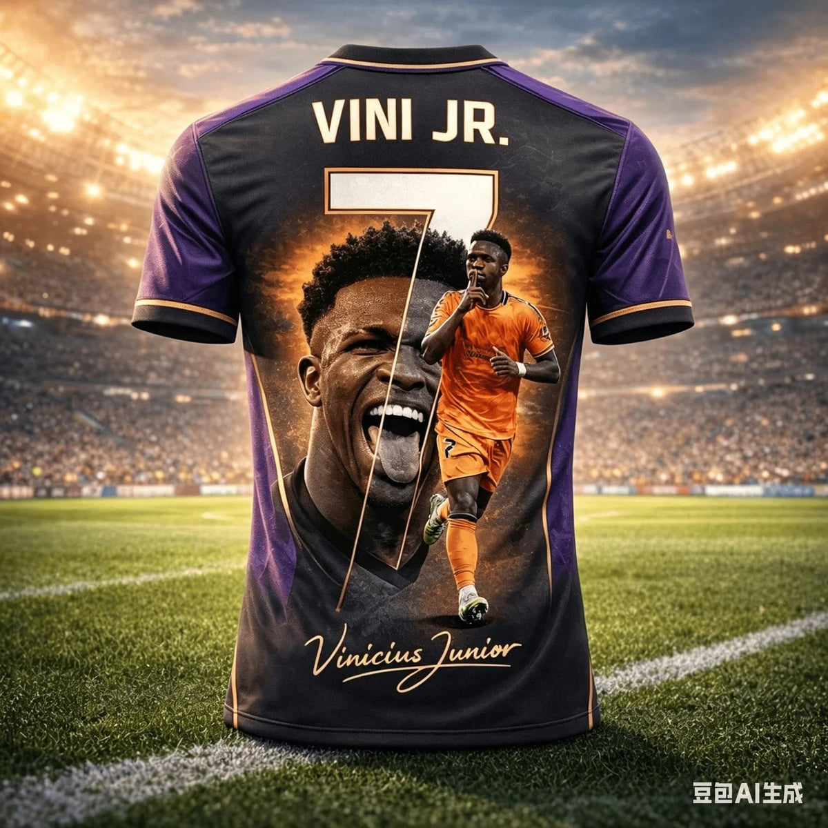 Vinícius Jr No.7 Purple & Black Fan T-Shirt