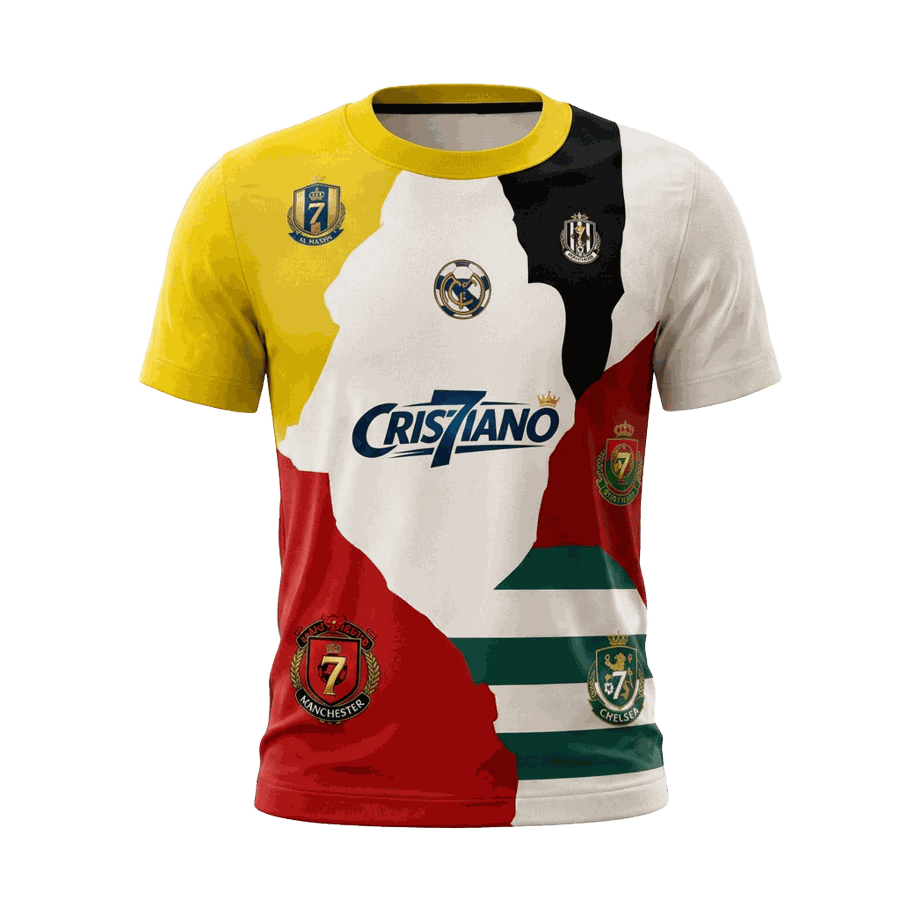 Ronaldo split-colour T-shirt print detail