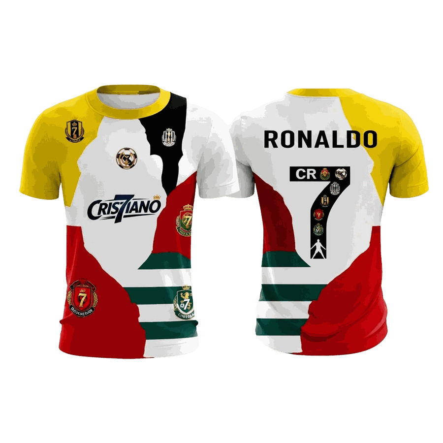 Ronaldo split-colour T-shirt front and back