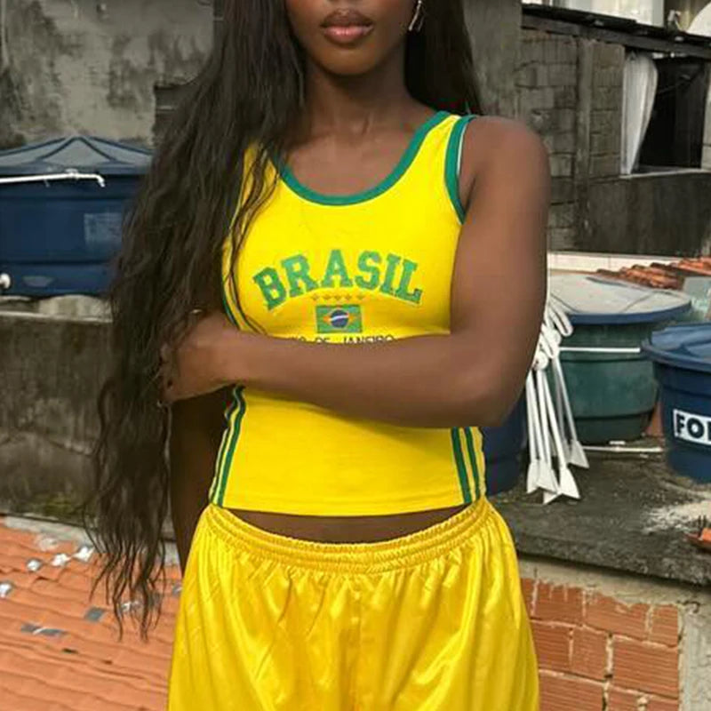 Women's Brazil Green Crop Top