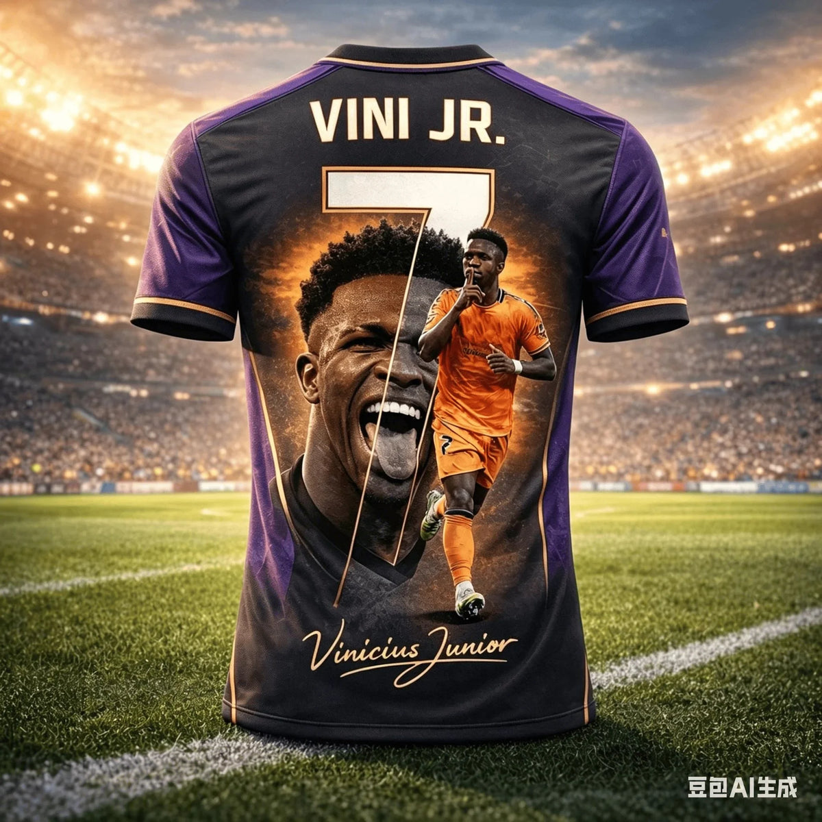 Vinícius Jr No.7 Purple & Black Fan T-Shirt