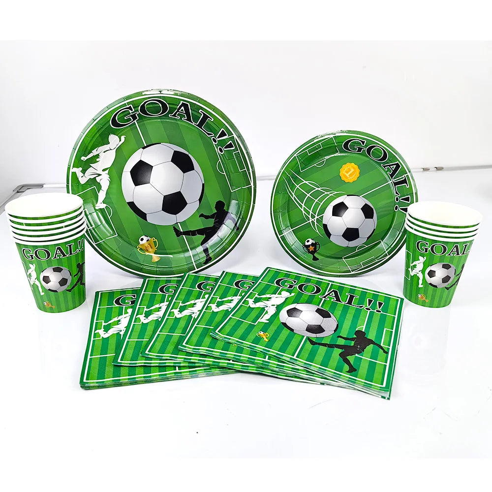 Football Party Decoration Set – Balloons, Tablecloths, Straws & Party Bags