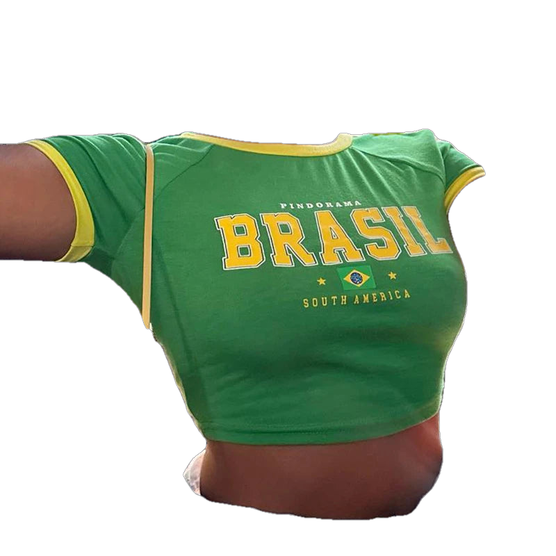 Women's Brazil Green Crop Top