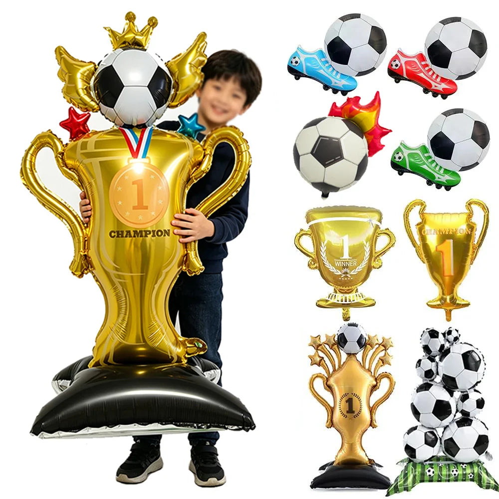 Giant Standing Football Trophy Foil Balloon – Champions Cup Party Decoration (UAE)