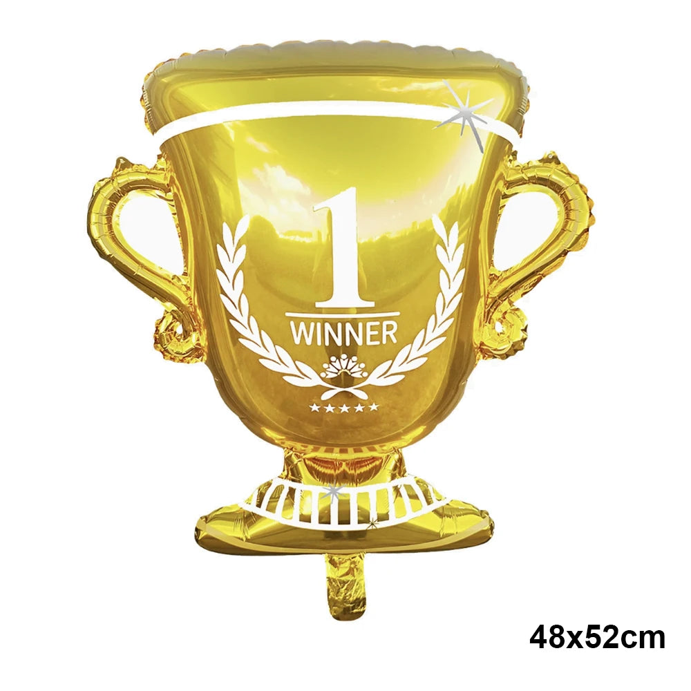 Giant Standing Football Trophy Foil Balloon – Champions Cup Party Decoration (UAE)