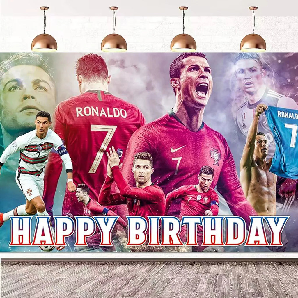Ronaldo CR7 Football Party Set – Plates, Cups, Balloons, Banner & Backdrop