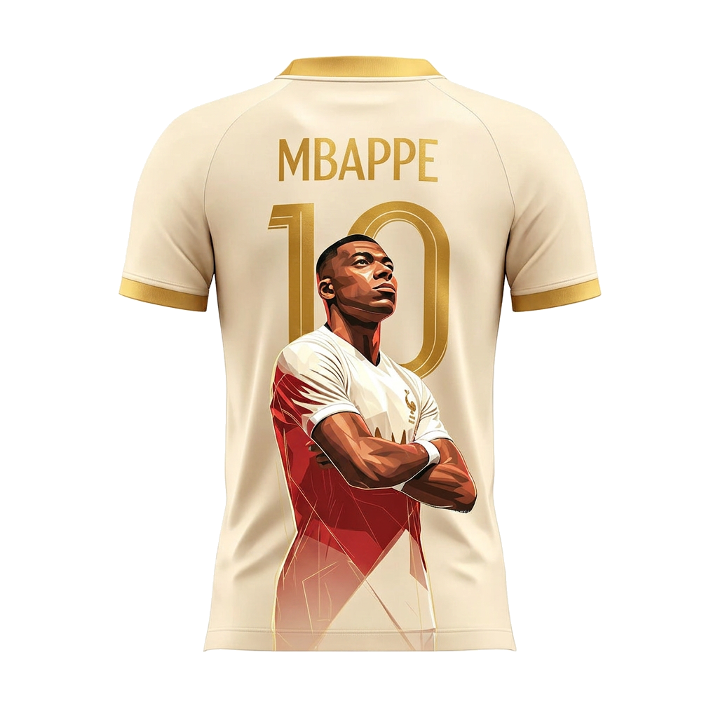Kylian Mbappé No.10 Gold/White Football Fan T-Shirt