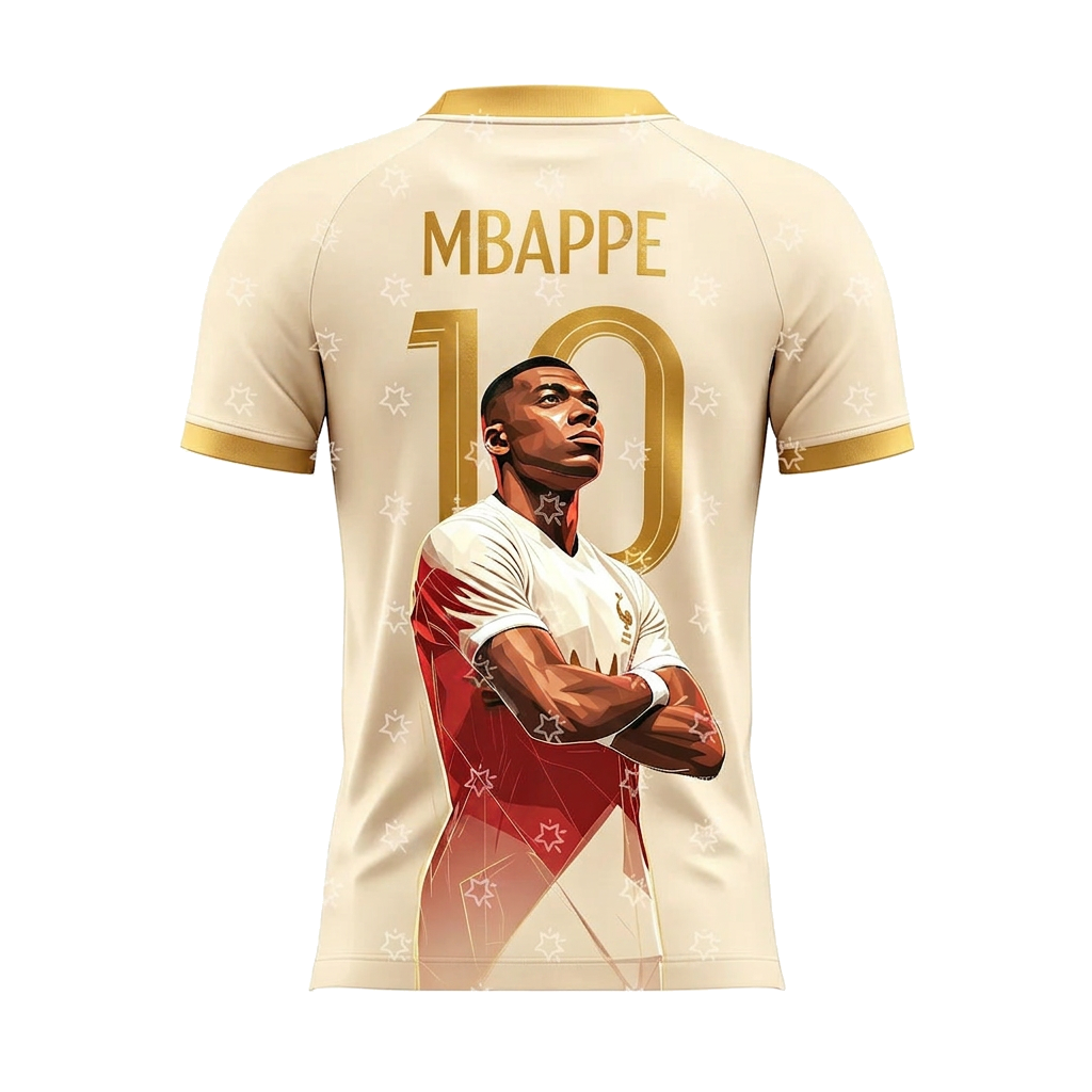 Kylian Mbappé No.10 Gold/White Football Fan T-Shirt