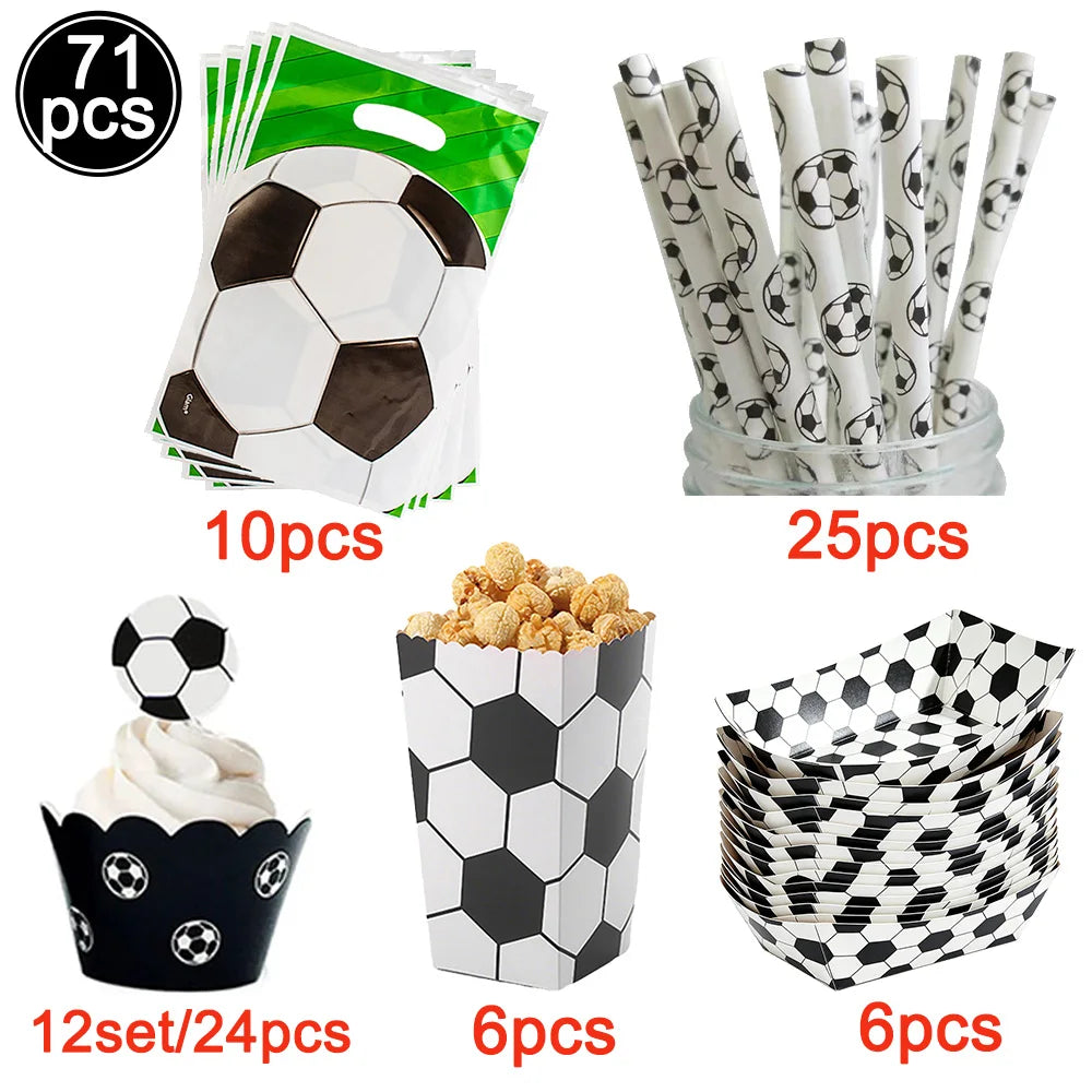 Football Party Decoration Set – Balloons, Tablecloths, Straws & Party Bags