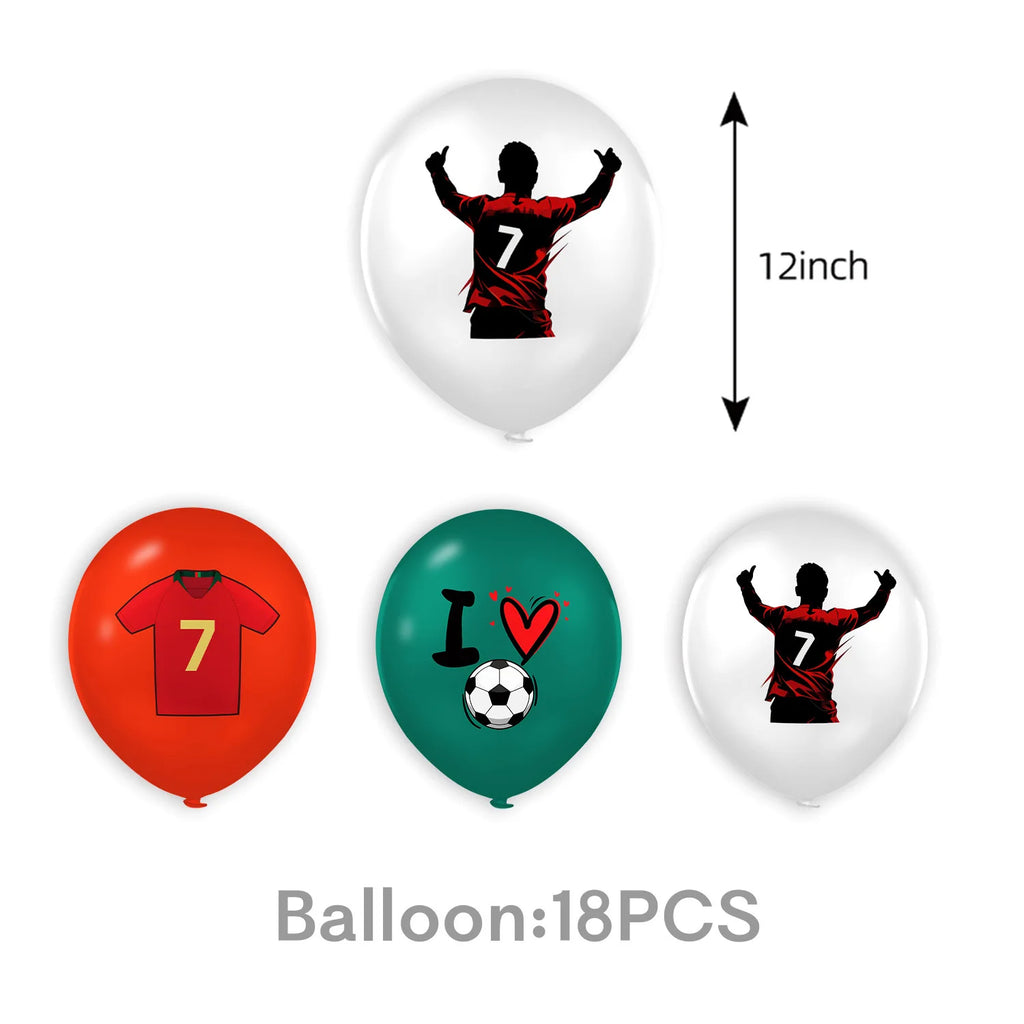 Ronaldo CR7 Football Party Set – Plates, Cups, Balloons, Banner & Backdrop