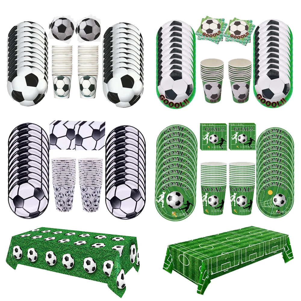 Football Party Decoration Set – Balloons, Tablecloths, Straws & Party Bags
