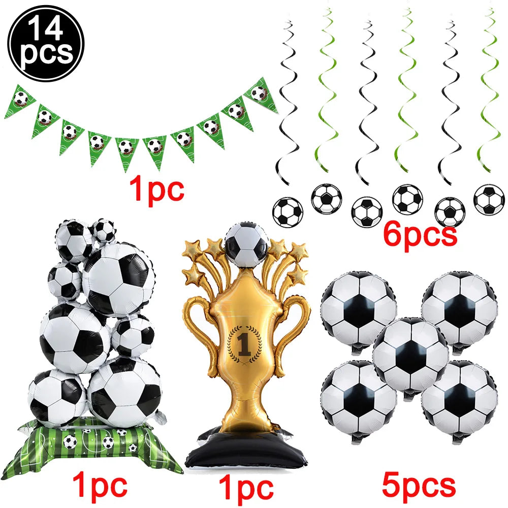 Football Party Decoration Set – Balloons, Tablecloths, Straws & Party Bags