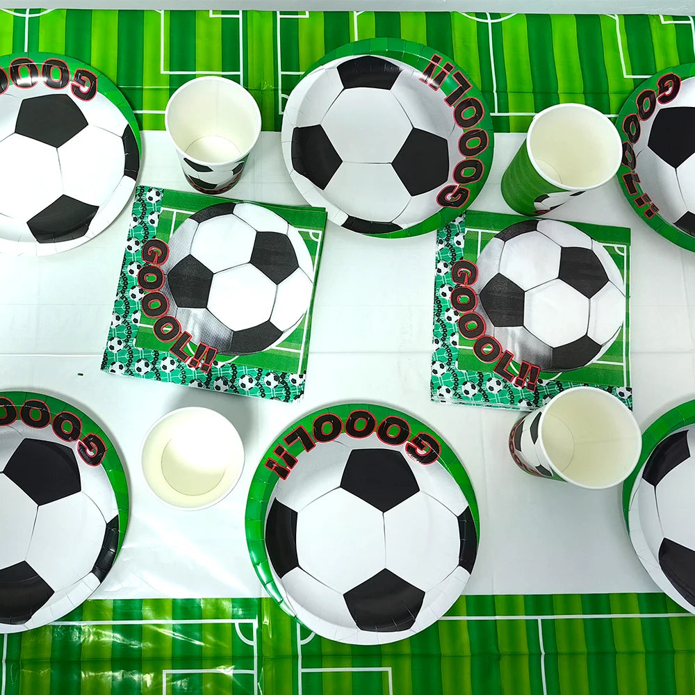 Football Party Decoration Set – Balloons, Tablecloths, Straws & Party Bags