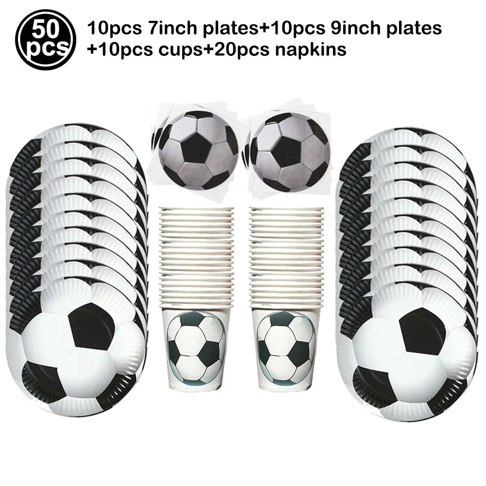 Football Party Decoration Set – Balloons, Tablecloths, Straws & Party Bags