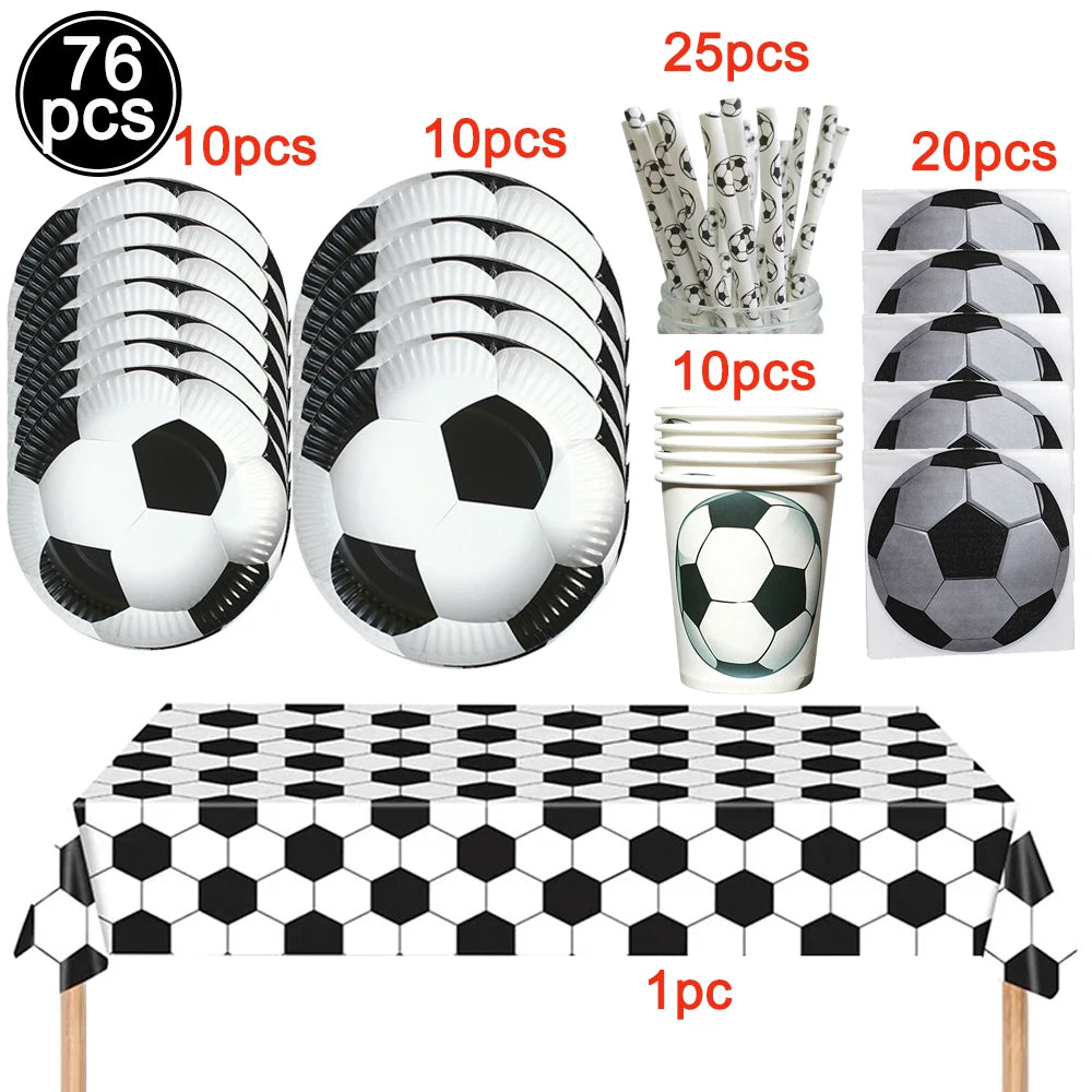 Football Party Decoration Set – Balloons, Tablecloths, Straws & Party Bags