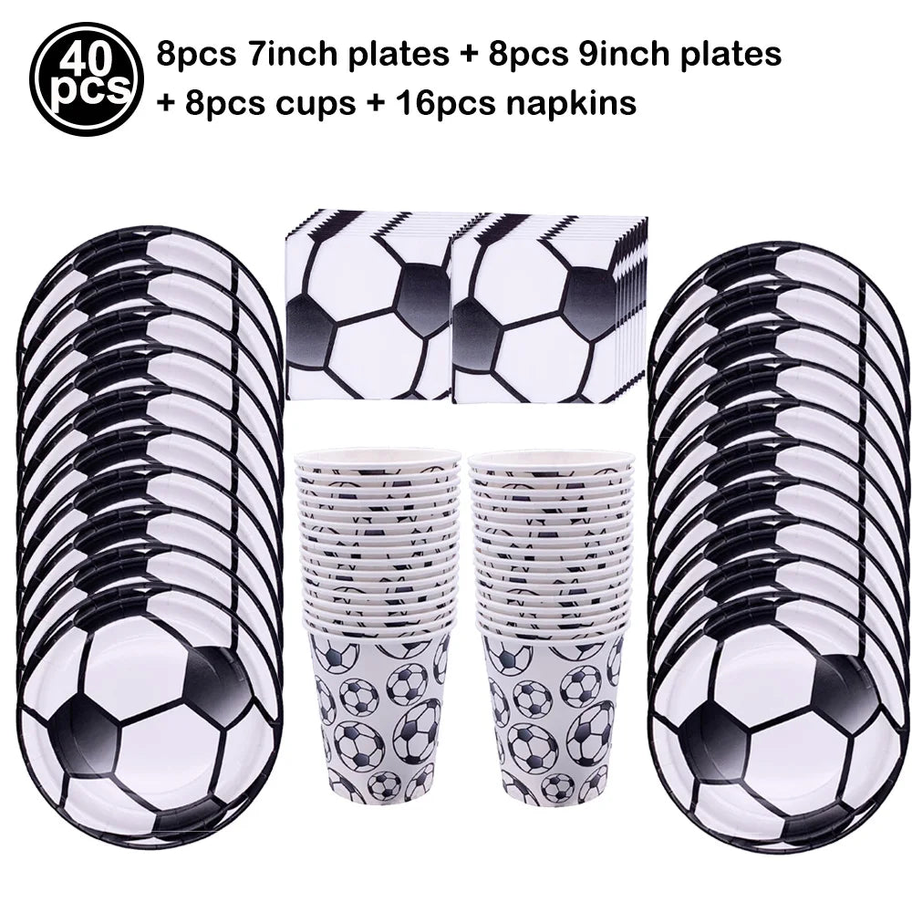 Football Party Decoration Set – Balloons, Tablecloths, Straws & Party Bags