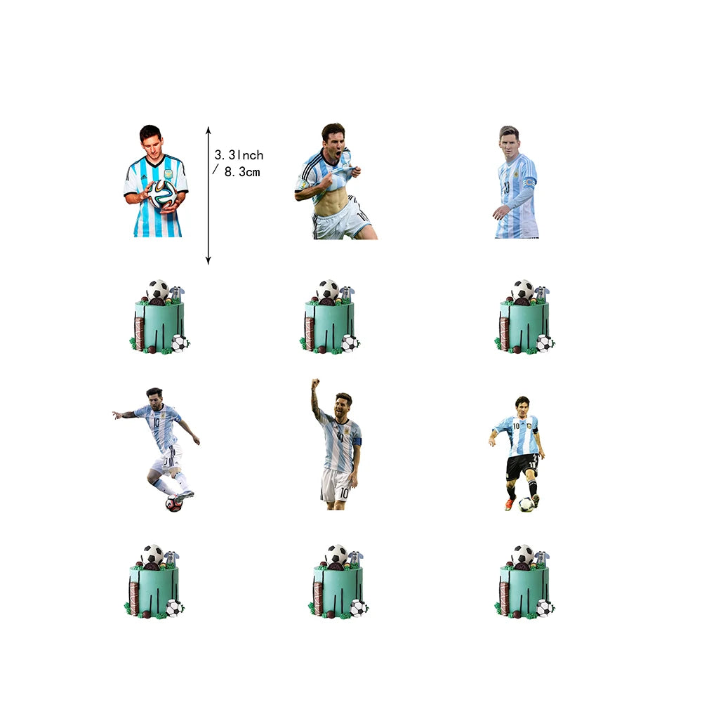 Messi Argentina Football Party Decoration Set – Banner, Backdrop, Cake Topper & Balloons