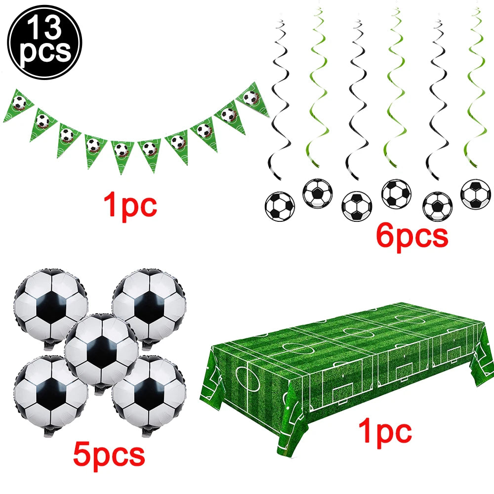 Football Party Decoration Set – Balloons, Tablecloths, Straws & Party Bags