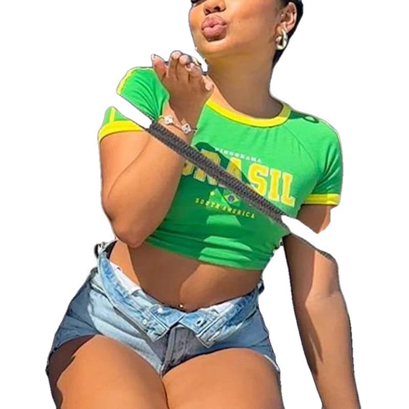 Women's Brazil Green Crop Top