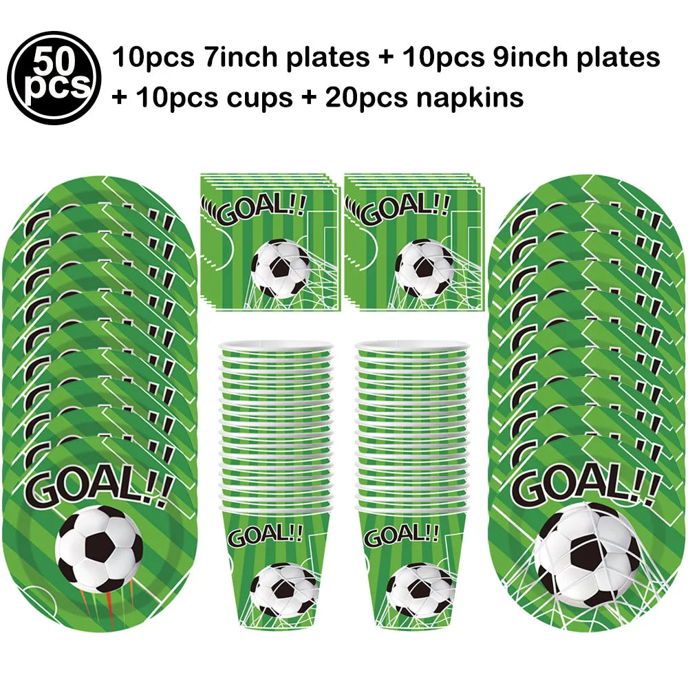 Football Party Decoration Set – Balloons, Tablecloths, Straws & Party Bags