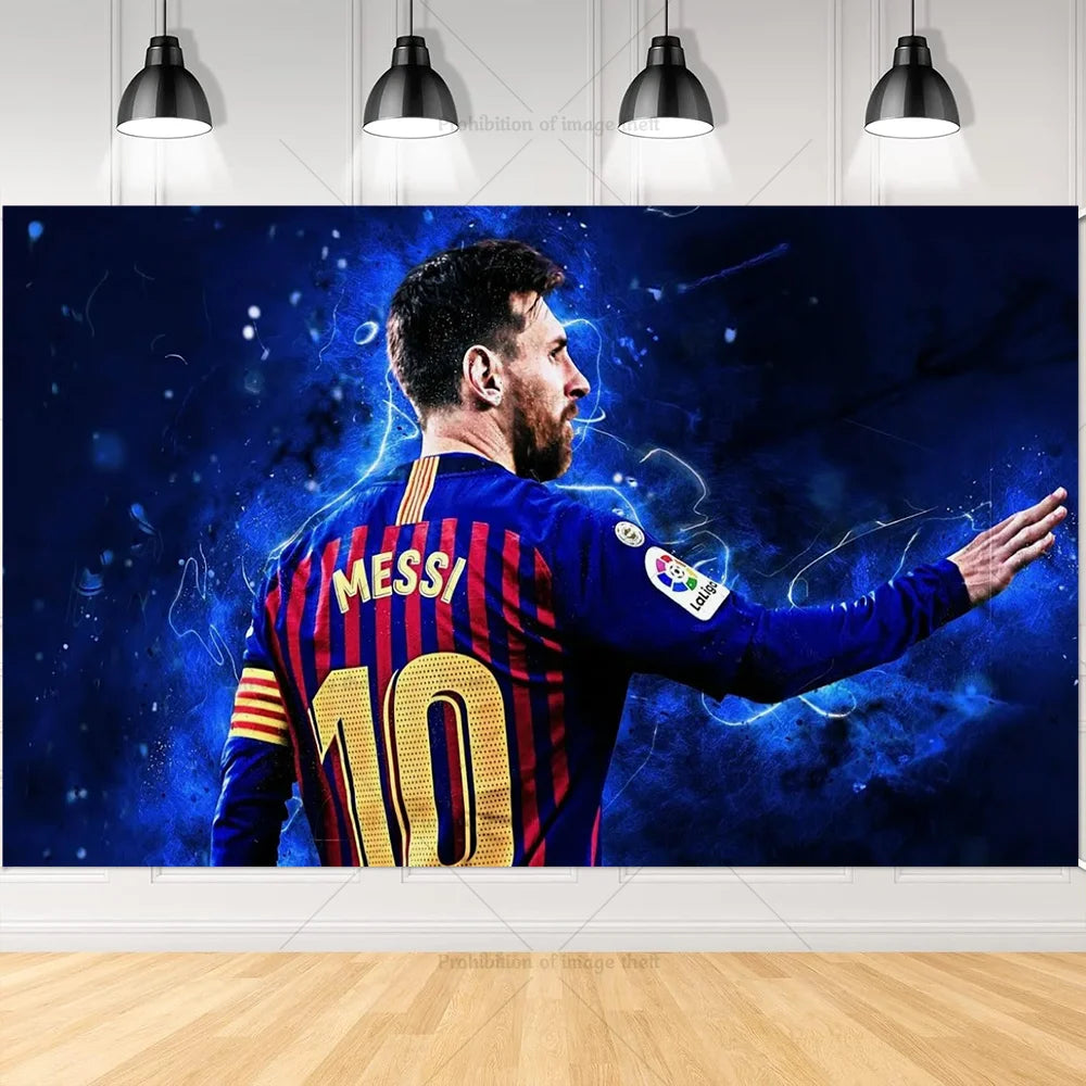 Messi Argentina Football Party Decoration Set – Banner, Backdrop, Cake Topper & Balloons