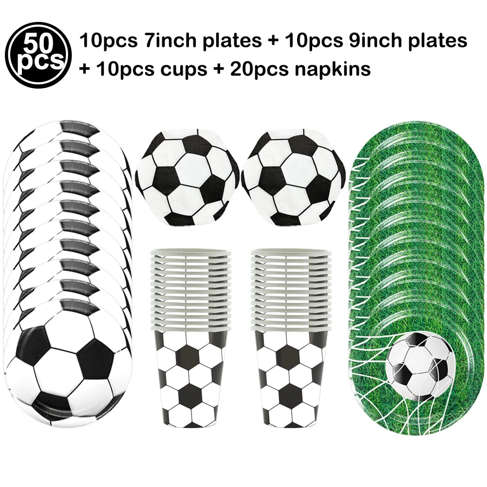 Football Party Decoration Set – Balloons, Tablecloths, Straws & Party Bags
