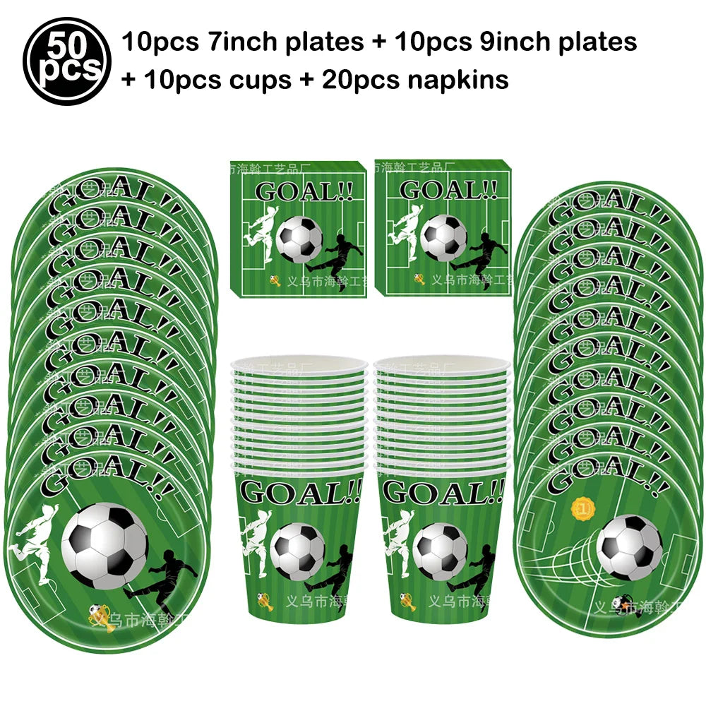 Football Party Decoration Set – Balloons, Tablecloths, Straws & Party Bags