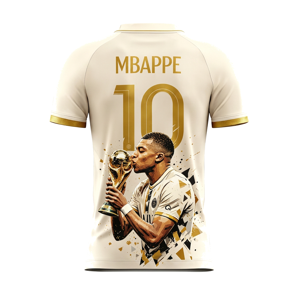 Kylian Mbappé No.10 Gold/White Football Fan T-Shirt