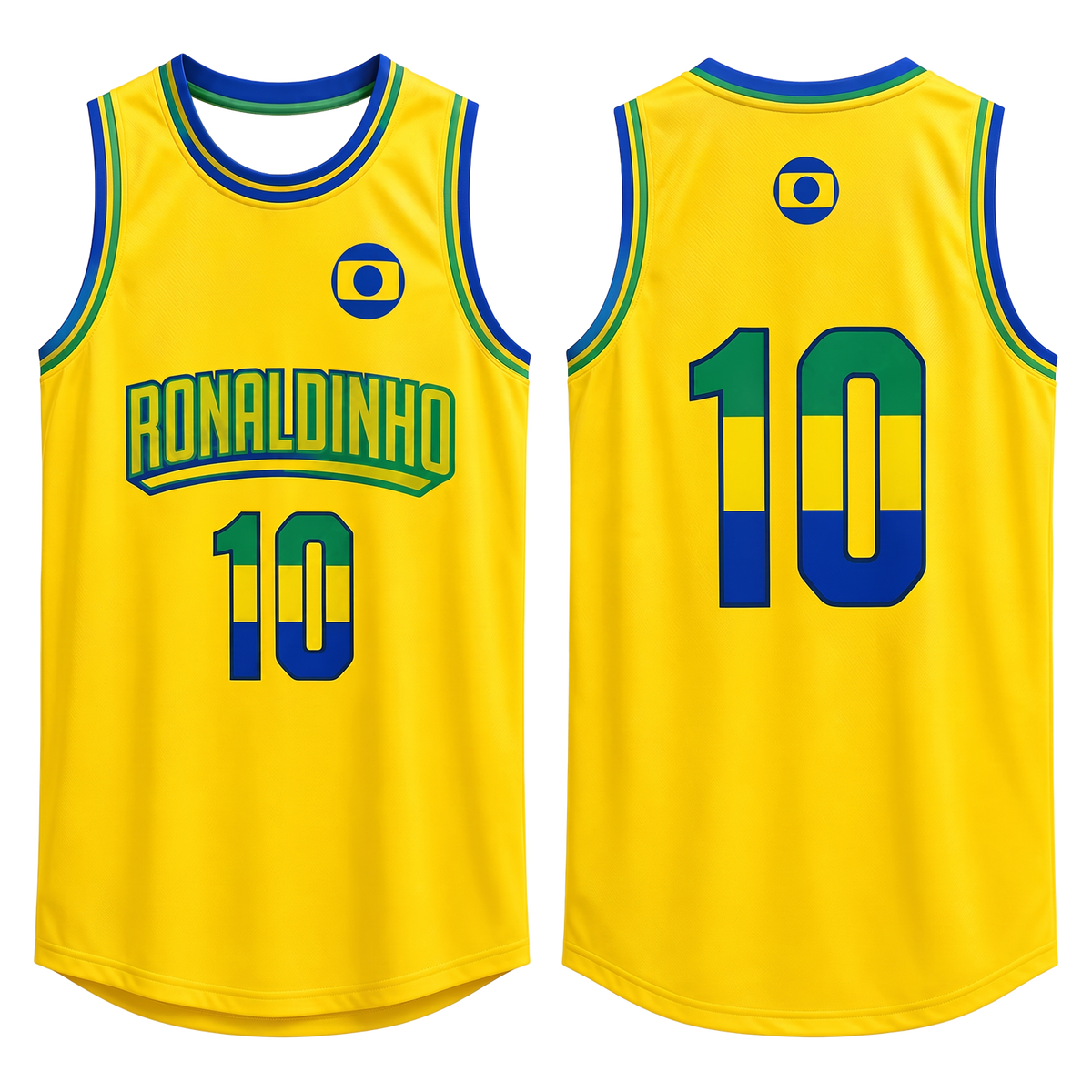 Ronaldinho #10 Brazil Green Tank Top back