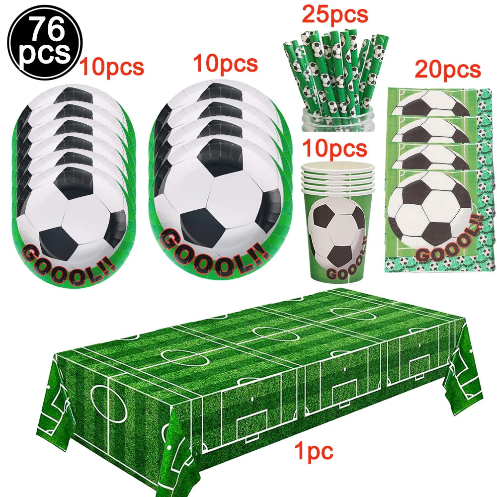 Football Party Decoration Set – Balloons, Tablecloths, Straws & Party Bags