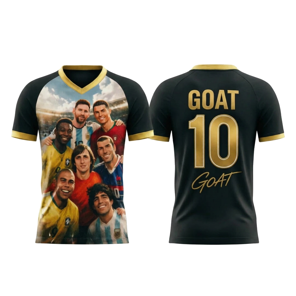 تي شيرت كرة قدم (GOAT No.10) بيليه، ميسي ومارادونا