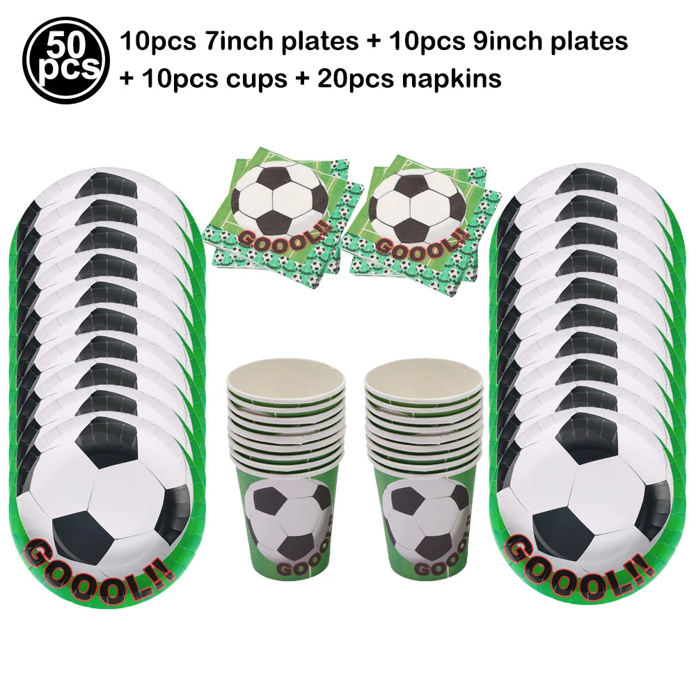 Football Party Decoration Set – Balloons, Tablecloths, Straws & Party Bags