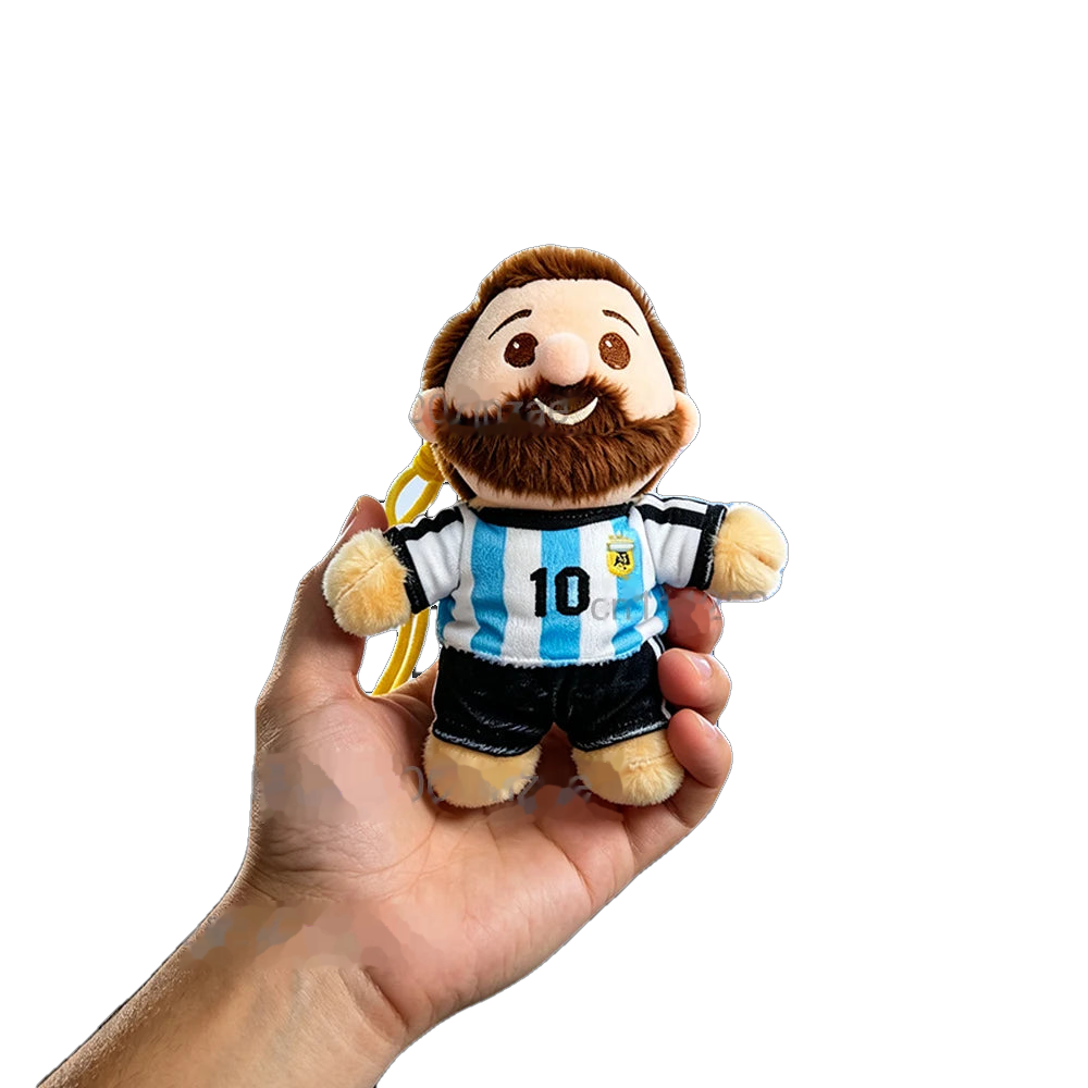 Lionel Messi plush keychain held in hand